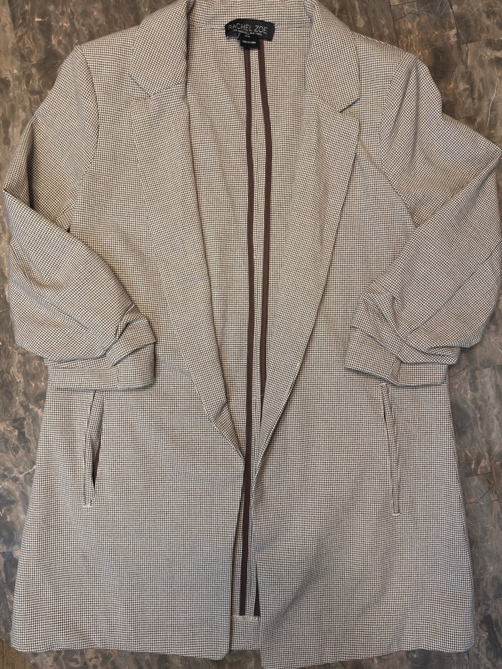 RACHEL ZOE Houndstooth Long Blazer Size M